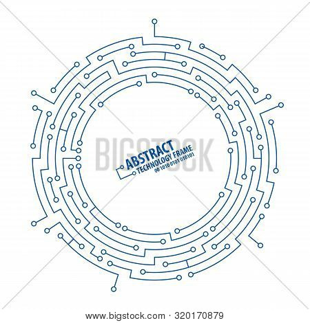 Abstract Technology Circuit Board Round Frame. Vector Illutration