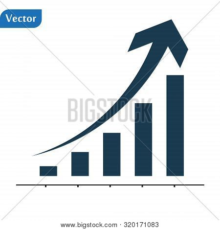 Concept Colour Colum Chart With Growth Arrow. Isolated Vector Graphic Image