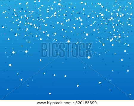 Falling Snow Background. Vector. Blue Sky In Night