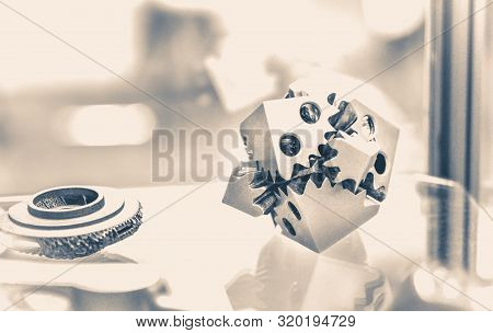Object Printed On Metal 3d Printer. Photo In Old Vintage Style.