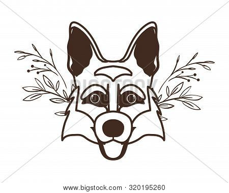 Head Of Cute Pastor Aleman Dog On White Background Vector Illustration Design