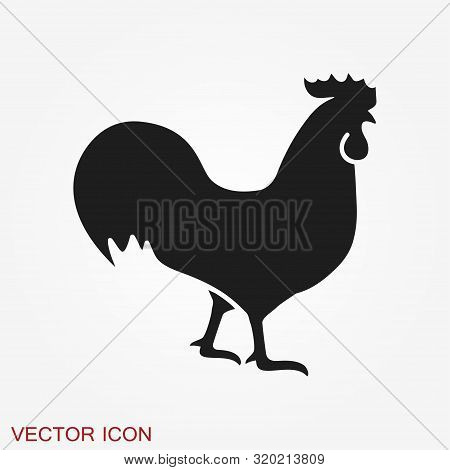 Cock Icon. Rooster Flat Cock Icon Design Style Vector Illustrations