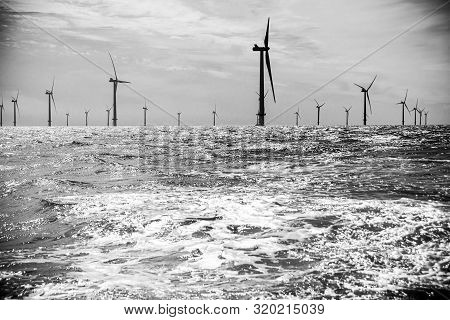Rampion Wind Farm Off Coast Of Sussex Near Brighton