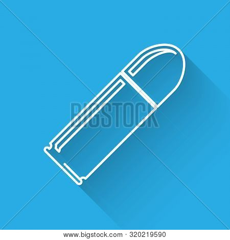 White Line Bullet Icon Isolated With Long Shadow. Vector Illustration