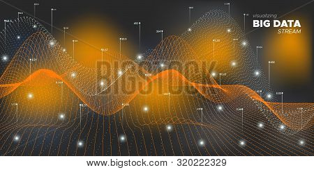 Big Data Cloud. Matrix Visualization. Big Data Background. Orange Graph Futuristic. Neon Complexity 