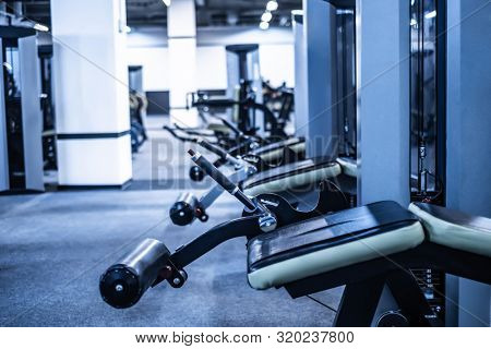 leg trainer equipment in atletic gym