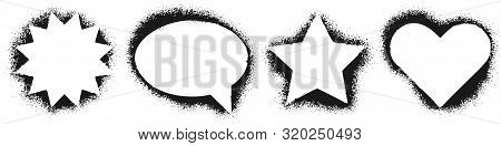 Different Shapes Stencil Frames. Spray Graffiti Heart, Star And Spraying Texture Dialogue Cloud Sten