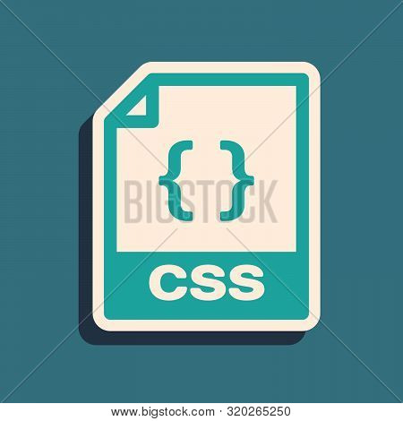 Green Css File Document. Download Css Button Icon Isolated On Blue Background. Css File Symbol. Long