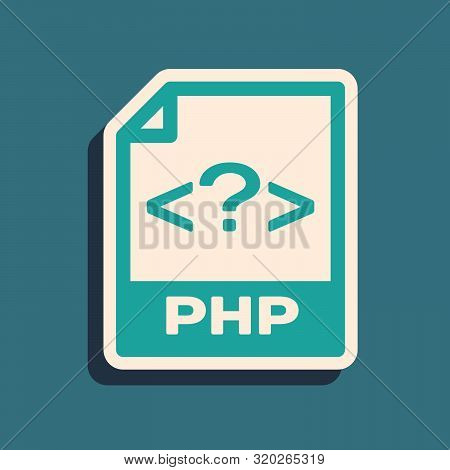 Green Php File Document. Download Php Button Icon Isolated On Blue Background. Php File Symbol. Long