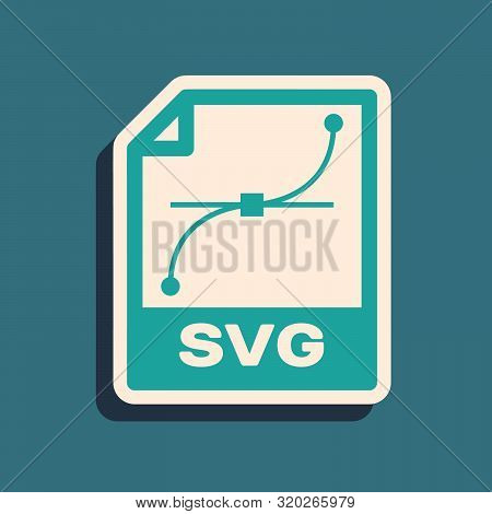 Green Svg File Document. Download Svg Button Icon Isolated On Blue Background. Svg File Symbol. Long