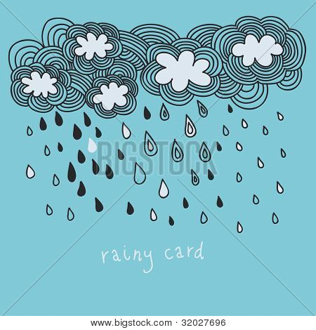 Doodle rain background. Cartoon spring wallpaper
