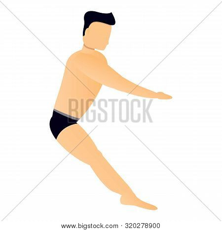 Man Plunge Jump Icon. Cartoon Of Man Plunge Jump Vector Icon For Web Design Isolated On White Backgr