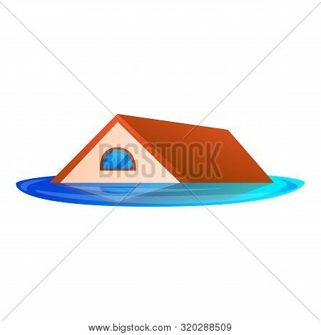 House Roof Flood Icon. Cartoon Of House Roof Flood Vector Icon For Web Design Isolated On White Back
