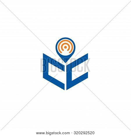 Abstract Polygonal Cc Logo, Cc Letter Logo, Polygonal Cc With Location Logo Sing And Symbol