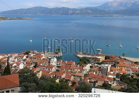 Lepanto, Greece - July 18, 2019: Panorama Of The Greek City