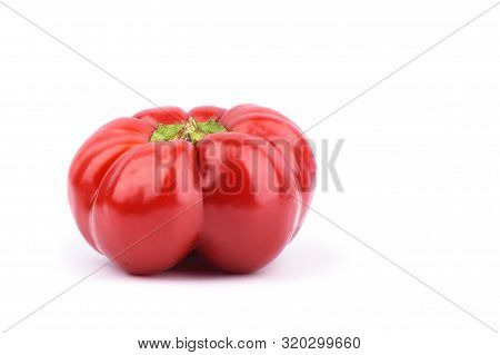Fresh Red Sweet Pepper Varieties Gogoshar Isolated On White Background.