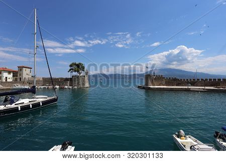 Lepanto, Greece - July 18, 2019: The Port Of The Greek Town