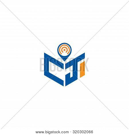 Abstract Polygonal Cj Logo, Cj Letter Logo, Polygonal Cj With Location Logo Sing And Symbol
