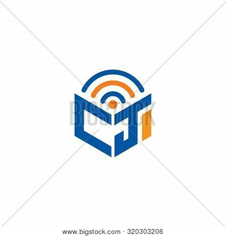 Abstract Polygonal Cj Logo, Cj Letter Logo, Polygonal Cj With Wifi Logo Sing And Symbol