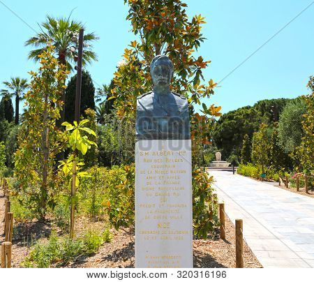 Nice, France - June 19, 2014: Beautiful Monument To Albert 1er In The Jardin Albert 1 In Nice.