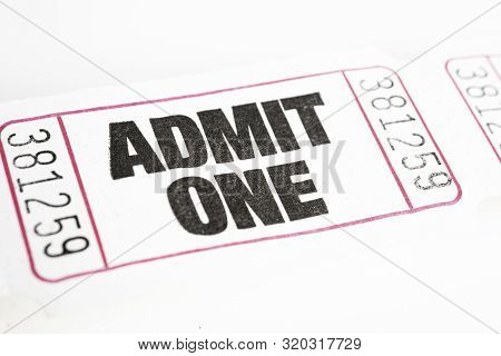 A Macro Or Close-up Shot Of A Strip Of Generic White Sequentially Numbered Admittance Ticket.