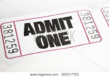A Macro Or Close-up Shot Of A Strip Of Generic White Sequentially Numbered Admittance Paper Ticket.