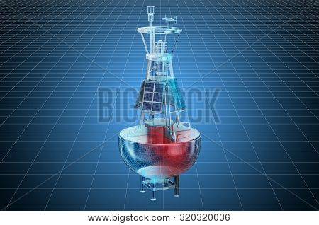 Visualization 3d Cad Model Of Weather Buoy, Blueprint. 3d Rendering