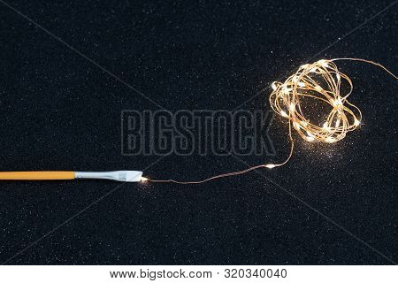 Paintbrush Painting With Light With A Set Of String Led Lights