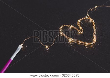Paintbrush Painting With Light With A Set Of String Led Lights