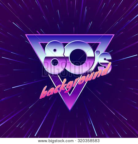 Paster For Retro Party 80s. Movement Through The Universe In Neon Colors. Vintage Music Flyer. Vecto