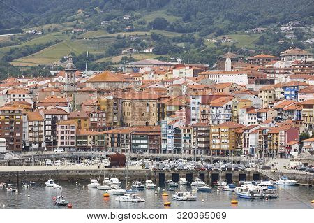 Traditional Basque Country Fishing Village Of Bermeo. Spanish Picturesque Town