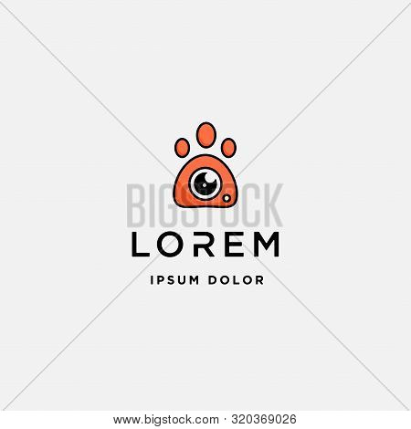 Dog Paw Camera Logo Template Vector Design