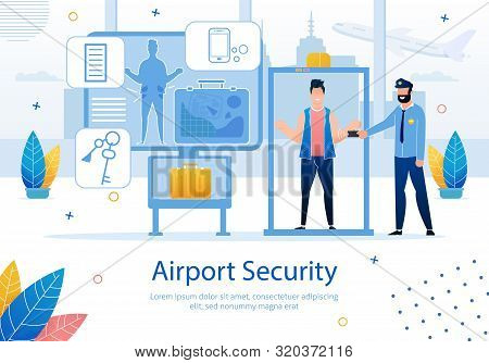 Airline Company, Startup For Travelers, Airport Security Service Trendy Flat Vector Advertising Bann