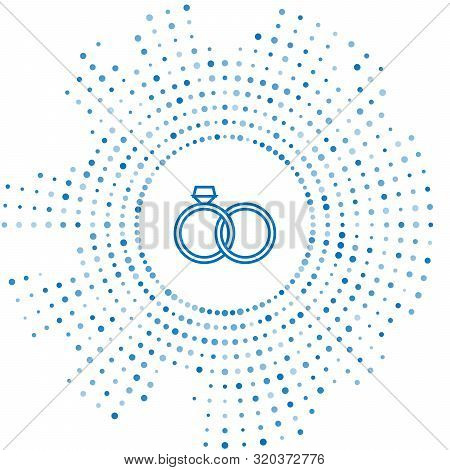Blue Line Wedding Rings Icon Isolated On White Background. Bride And Groom Jewelery Sign. Marriage I