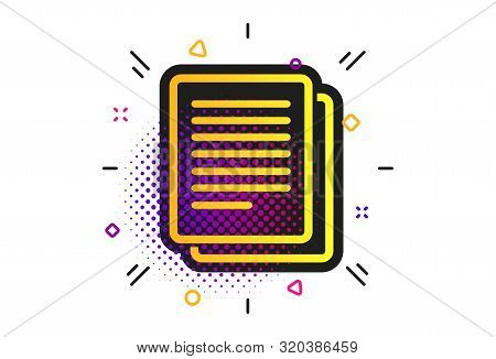 Copy File Sign Icon. Halftone Dots Pattern. Duplicate Document Symbol. Classic Flat Copy Icon. Vecto