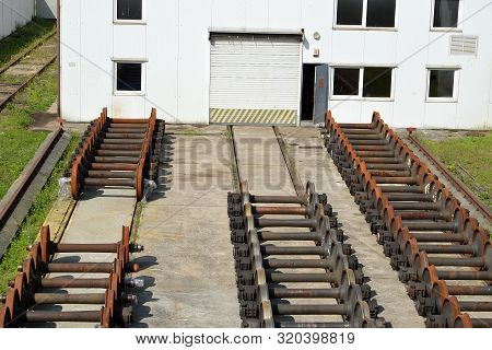 Wagon Wheelsets Are Stored At The Railway Station