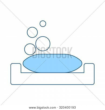 Soap-dish Icon. Thin Line With Blue Fill Design. Vector Illustration.