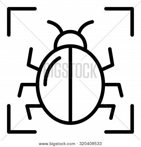 Pc Bug Target Icon. Outline Pc Bug Target Vector Icon For Web Design Isolated On White Background