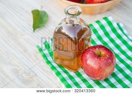 Apple Cider Vinegar In A Bottle. Selective Focus.