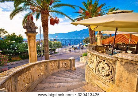 Korcula Town Gate And Historic Architecture View, Historic Tourist Destination In Archipelago Of Sou