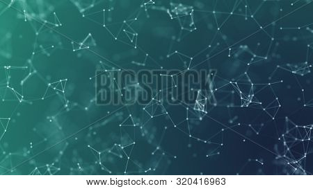 motion graph small blue information units connected into formless lacy illuminated vibrant nets moving on free space. 3d animation. Digitized world and blue ocean strategy concept. Big data.