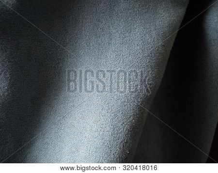 Velvety Thick Fabric For Curtains Of Gray-blue Color