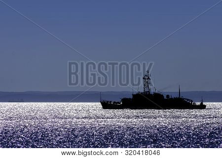Hel, Pomerania, Poland - August 27: Polish Warship At Baltic Sea On August 27, 2019 In Hel, Pomerani