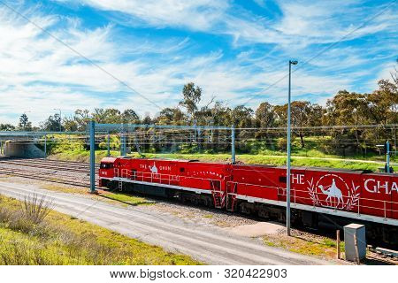 Adelaide Parklands Terminal, South Australia - August 4, 2019: The Ghan Train Departing From Adelaid