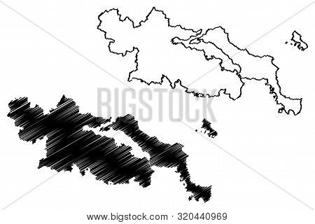 Central Greece Region (greece, Hellenic Republic, Hellas) Map Vector Illustration, Scribble Sketch C