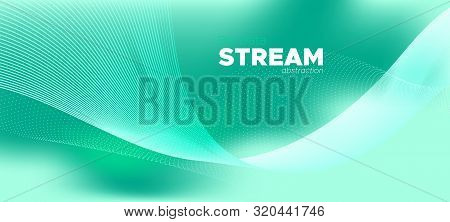 Big Data Numbers Stream. Information Technology. Futuristic Wave Wallpaper. Artificial Intelligence.