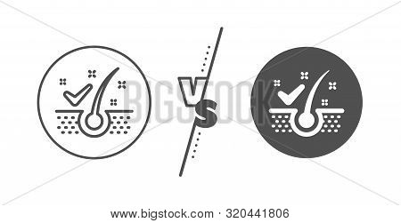 Dandruff Shampoo Sign. Versus Concept. Anti-dandruff Flakes Line Icon. Clean Hair Symbol. Line Vs Cl