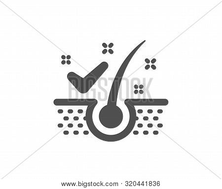 Dandruff Shampoo Sign. Anti-dandruff Flakes Icon. Clean Hair Symbol. Classic Flat Style. Simple Anti