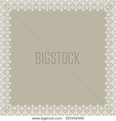 Classic Vector Square Frame With Arabesques And Orient Elements. Abstract Ornament With Place For Te