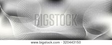 Information Technology. White Digital Particles. Monochrome Binary Code. Matrix Digits. Gray Streami